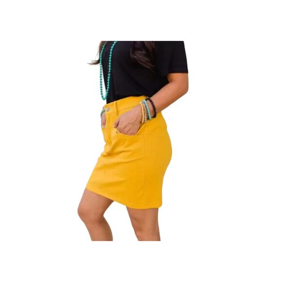 Crazy Train Lawmaker Mustard Colored Skirt, Plus Size 3X - Picture 5 of 5